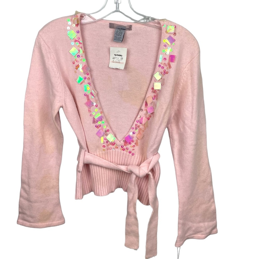 Lucidity Very Soft Tie Waist Sweater Top Size XL